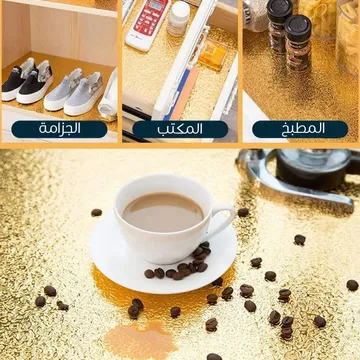 عرض 2 قطع رول فويل لاصق 5 متر ذهبي - الصورة 7